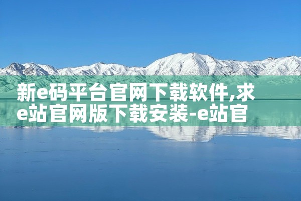 新e码平台官网下载软件