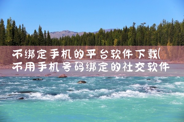 不绑定手机的平台软件下载